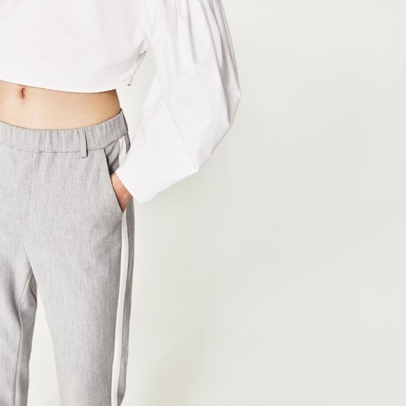 SOLD NWT Zara light grey & white stripe trousers Size S - Picture 6 of 12